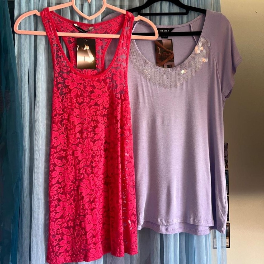 90s Jessica Sequin Scoop Neck Lavender Top